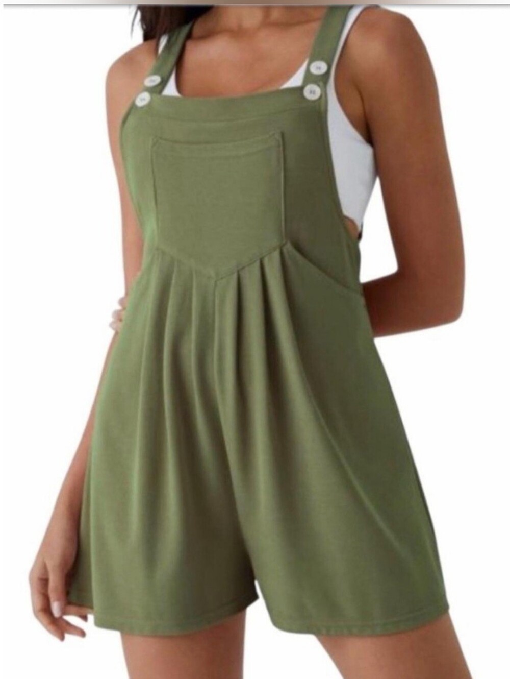 HALARA Olive Green Casual Short Overalls Romper
